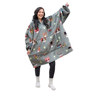 Catalonia Woman Wearable Blanket Hoodie Oversized Sweatshirt, Warm Fleece Pullover Adult Blanket, Cozy Birthday Gift for Woman Wife - 1 of 4