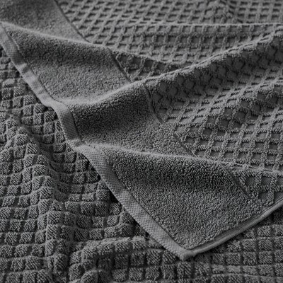 Dark Grey Cotton Textured 6-Piece Towel Set for Kids