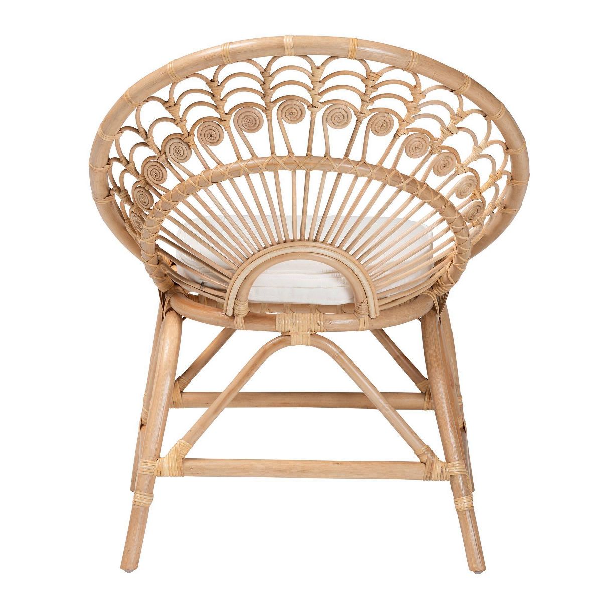 bali & pari Abriella Rattan Peacock Accent Chair Natural Brown: Handcrafted, Bohemian Design, No Assembly Required - thumbnail 5