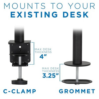 Black Heavy-Duty Adjustable Desk Mount for Monitors and TVs up to 42"