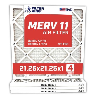 Filter King 21.25x21.25x1 Air Filter | 4-PACK | MERV 11 HVAC Pleated A/C Furnace Filters | MADE IN USA | Actual Size: 21.25 x 21.25 x .75"