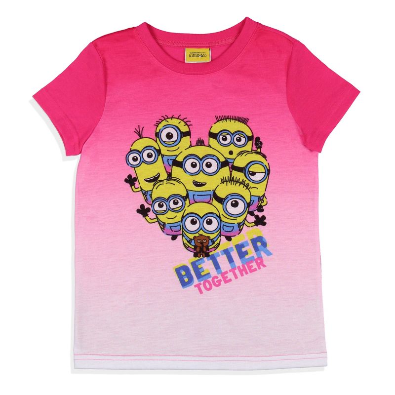 Despicable Me Girls' Movie Minions Better Together Pajama Set Shorts Pink, 2 of 8
