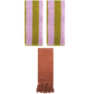REGALWOVEN 3 Packs Striped and Solid Tassels Absorbent Soft Cotton Hand Towel for Bathroom - 1 of 4