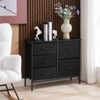 DOMETOUR 32" Wide Wood-Topped Storage Cabinet with Five Fabric Drawers, Black - 3 of 4