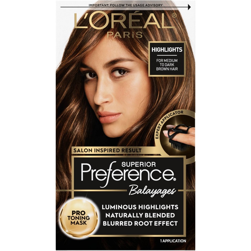 Photos - Hair Dye LOreal L'Oreal Paris Superior Preference Balayage At-Home Permanent Hair Highlighting - Light Brown to Brown - 3.38 fl oz Dark Brow 