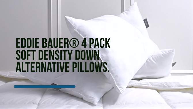 Eddie Bauer® 4 Pack Soft Density Down Alternative Pillows (Hypoallergenic) - Standard/Queen (Jumbo Size), 2 of 8, play video