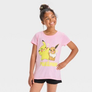 Girls' Pokemon Short Sleeve Graphic T-Shirt - Pink - 1 of 4