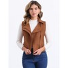 INSPIRE CHIC Women's Faux Suede Casual Sleeveless Biker Vest Jacket - 2 of 4