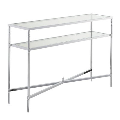 Tudor Console Table with Shelf Clear Glass/Chrome - Breighton Home