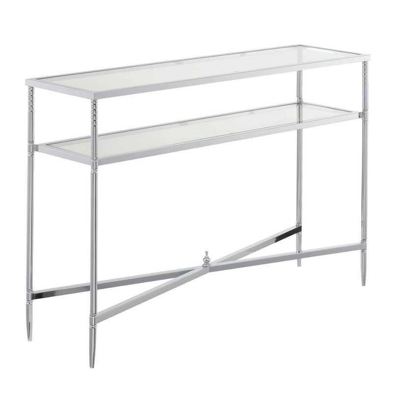 Tudor Console Table with Shelf Clear Glass/Chrome - Breighton Home, 1 of 8