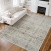 Area Rug Washable Rugs Vintage Floral Low Pile Area Rugs Non-Slip Backing Carpet for Bedroom - 2 of 4