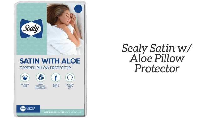 Sealy Posturepedic Satin with Aloe Pillow Protector, 2 of 8, play video