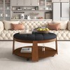 VYNXARIA Modern 2-Tier Round Ottoman Coffee Table with Storage and Wheels - 2 of 4