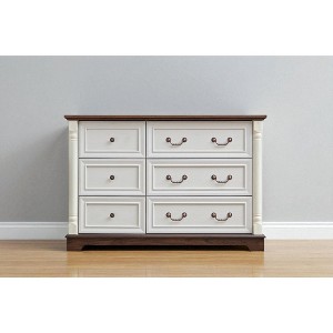 Mshliw 47" 6 Drawer Dresser, Rustic Wooden Chest of Drawers with Two-Tone Finish, Storage Organizer for Bedroom or Living Room - 1 of 4