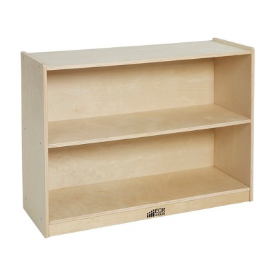 Photo 1 of ECR4Kids - ELR-0450 Birch 2 Shelf Storage Cabinet with Back, Wood Book Shelf Organizer/Toy Storage for Kids, Natural & ELR-17200 Birch 4-Cubby School Classroom Block Storage Cabinet with Casters
