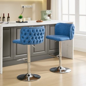 CAVINAS Barstools Set of 2, Height Adjustable PU Leather Swivel Bar Stool with Metal Leg, Counter Stool Chair for Kitchen, Dining Room - 1 of 4