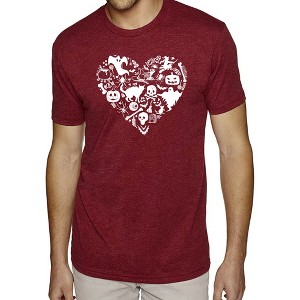 LA Pop Art Halloween Heart - Men's Premium Blend Word Art T-Shirt Burgundy Medium - 1 of 4