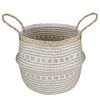 Northlight 17" Beige and White Large Seagrass Belly Basket with Handles - 3 of 4