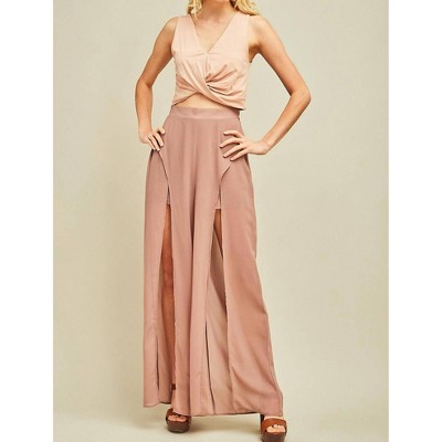Women's Solid Slit Maxi Pants - entro