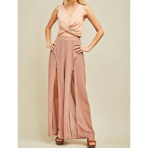 Women's Solid Slit Maxi Pants - entro - 1 of 4