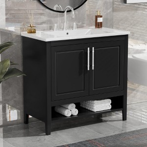 Bathroom Vanity with Sink Combo,Bathroom Storage Cabinet with Basin, Freestanding Bathroom Storage Vanity,Single Basin Bathroom Vanity Combo Black - 1 of 4