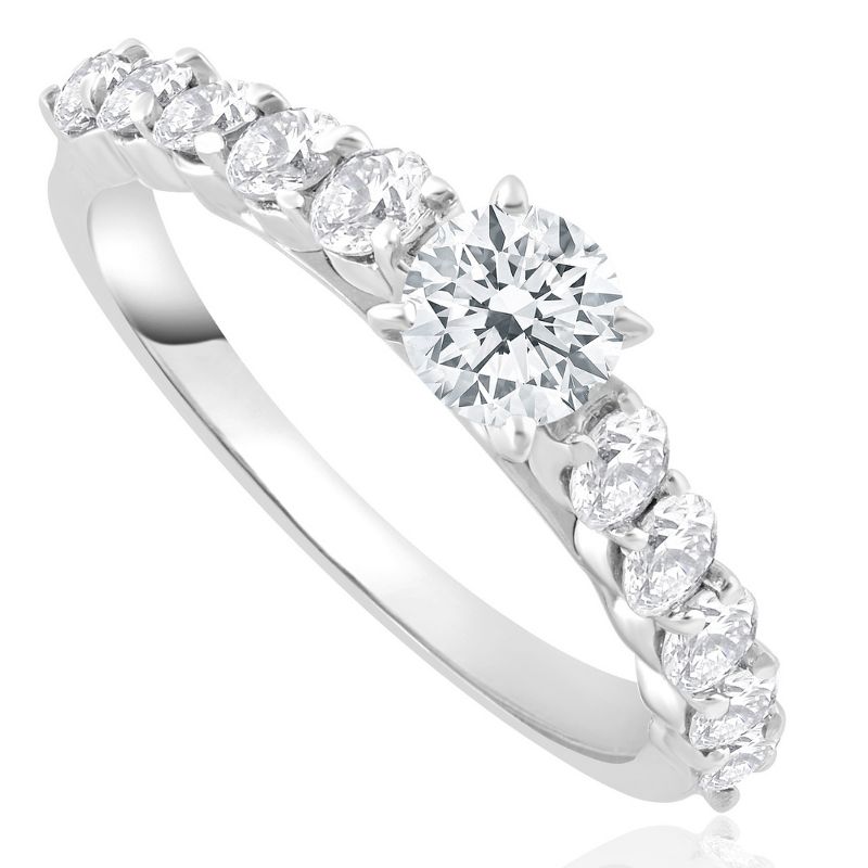 Pompeii3 1 1/2Ct Diamond Engagement Ring Round Cut 14k White Gold With Side Stones, 2 of 5