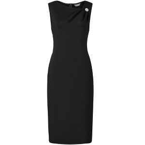 Hobemty Women's Sleeveless Asymmetrical Ruched Neck Work Sheath Dress - 1 of 4