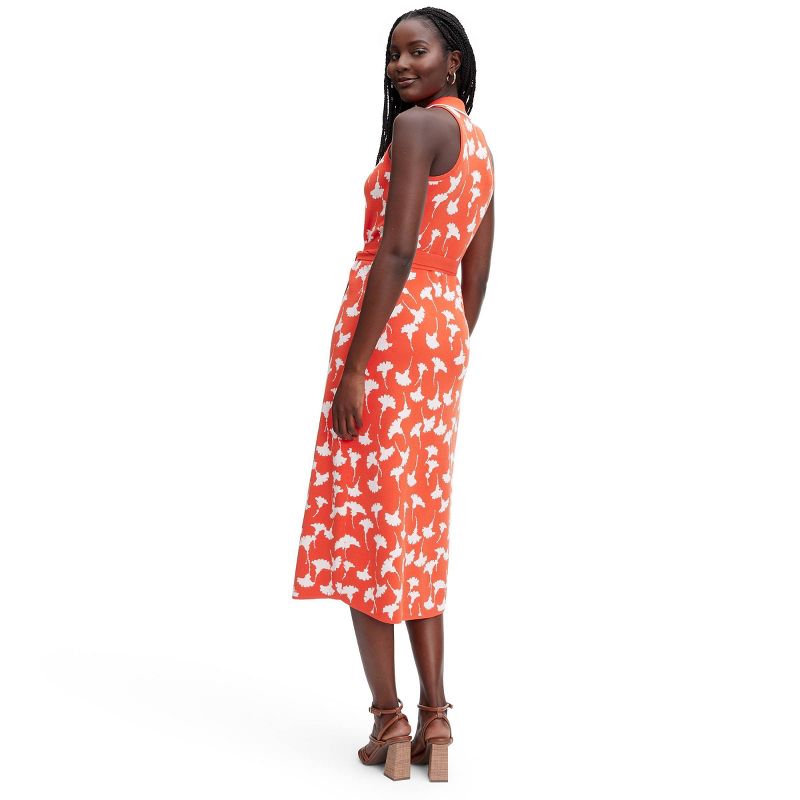 Women's Collared Sleeveless Ginkgo Cherry Tomato Sweaterknit Midi Wrap Dress - DVF for Target, 3 of 15