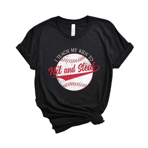 Simply Sage Market Women's I Teach My Children To Hit and Steal Short Sleeve Graphic Tee - 1 of 3