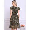 Allegra K Women's Floral Flutter Sleeves V Neck Smocked Ruffle Sundresses - 4 of 4