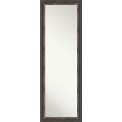 18" x 52" Bark Rustic Framed On the Door Mirror Charcoal - Amanti Art