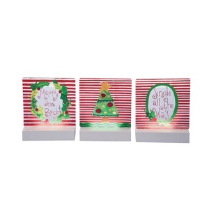 Transpac MDF/Acrylic Light Up Led Table Sign Set of 3 Christmas Home Decorations - 1 of 1