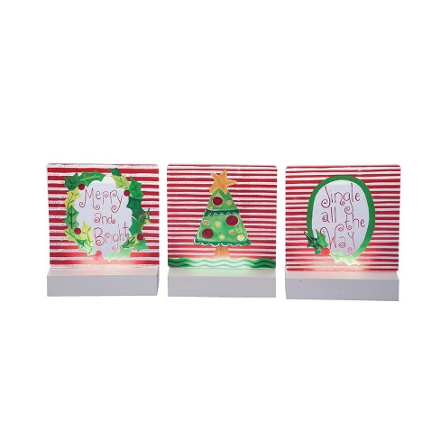 Transpac MDF/Acrylic Light Up Led Table Sign Set of 3 Christmas Home Decorations - image 1 of 1