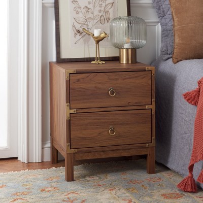 Galio Walnut and Gold 2 Drawer Nightstand