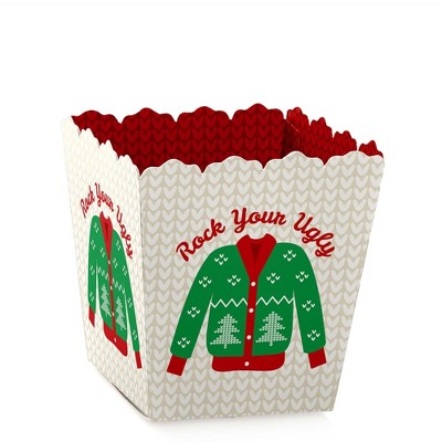 Big Dot of Happiness Ugly Sweater - Party Mini Favor Boxes - Holiday and Christmas Party Treat Candy Boxes - Set of 12