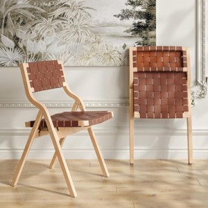 SEVOBAL Accent Chairs Foldable Wooden Chairs Woven Seat Rustic Accent Kitchen Dining Patio for Garden, Outdoors, Brown, 23.4"*34.3"*19" - 1 of 4