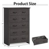 Costway 5 Drawer Chest Storage Dresser Tall Cabinet Organizer Bedroom Hallway Dark Grey/Walnut - 3 of 4