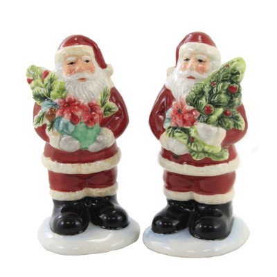 Tabletop 4.5" Christmas Story Salt & Pepper Santa Claus Tree Poinsettia Certified International  -  Salt And Pepper Shaker Sets