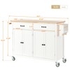 JUJABU Kitchen Island Cart with Solid Wood Top and Locking Wheels, 54.3 Inch Width, 4 Door Cabinet - 4 of 4