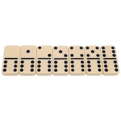Ivory Double 6 Dominoes Set with Black Vinyl Case