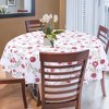 70" Dia Round Vinyl Water Oil Resistant Printed Tablecloths Red Nine-petals Flower - PiccoCasa - 4 of 4