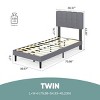 FURNIinspire Beds Modern Twin Size Bed Frame Iron Platform Bed with Soft Headboard, Wooden Bed Board Bedroom Furniture, Grey, 75.86"*38.97"*43.26" - 3 of 4