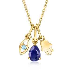 Ross-Simons 1.05 ct. t.w. Multi-Gemstone and 18kt Gold Over Sterling Jewelry Set: Cable-Chain Necklace With 3 Interchangeable Pendants Size 18 - 1 of 4