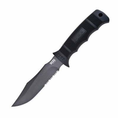 SOG SOG-M37K Seal Pup 4.75 Inch Stainless Steel Survival Tactical Combat Knife with Serrated Blade, GRN Handle, and Nylon Sheath, Powder Coated