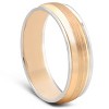 Pompeii3 6MM 14k White & Yellow Gold Two Tone Brushed Wedding Band Mens Beveled Ring - 2 of 4