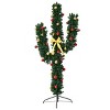 Tangkula 5'Artificial Cactus Christmas Tree Pre-Lit Optical Fiber w/ LED Lights & Ball Ornaments - 4 of 4