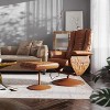 Emma and Oliver Massaging Multi-Position Recliner and Ottoman with Wrapped Base - 3 of 4