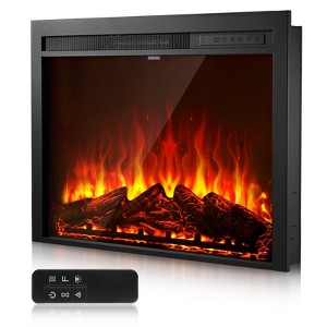 VEVOR Electric Fireplace Insert,35in Recessed and Wall Mounted ,8h Timer & Remote Control,Indoor Heater w/ 750W/1500W Dual Heating Modes,5000BTU Black - 1 of 4