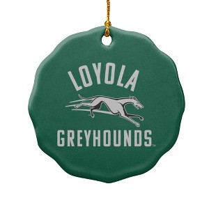 Loyola University Maryland Greyhounds Logo Porcelain Scalloped Holiday Christmas Tree Ornament - 1 of 4