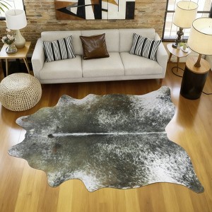 Faux Cowhide Rug 61x74.8 Inch, Western Animal Skin Carpet for Living Room Bedroom, Cowboy Cowgirl Home Decor - 1 of 4